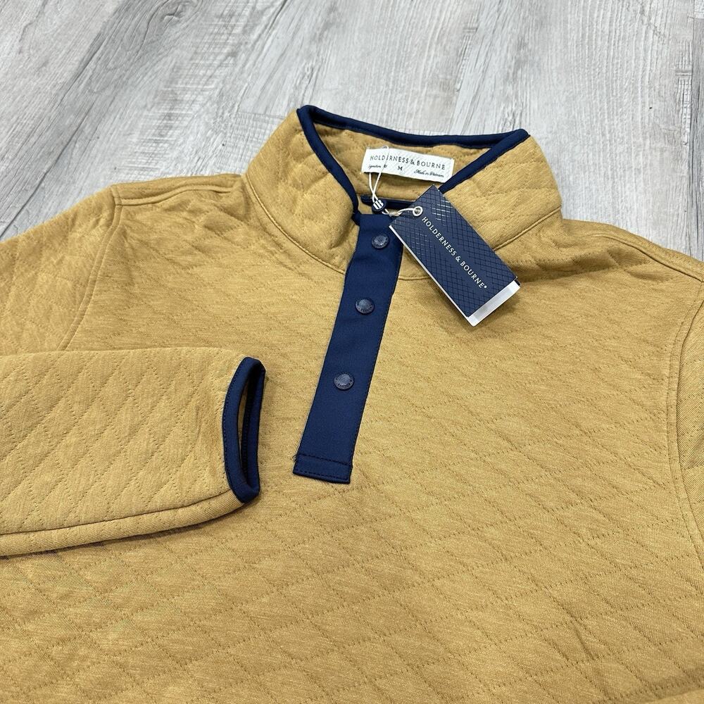 NWT Holderness & Bourne Pullover Mens Medium Sullivan Diamond Quilted 1/4 Snap